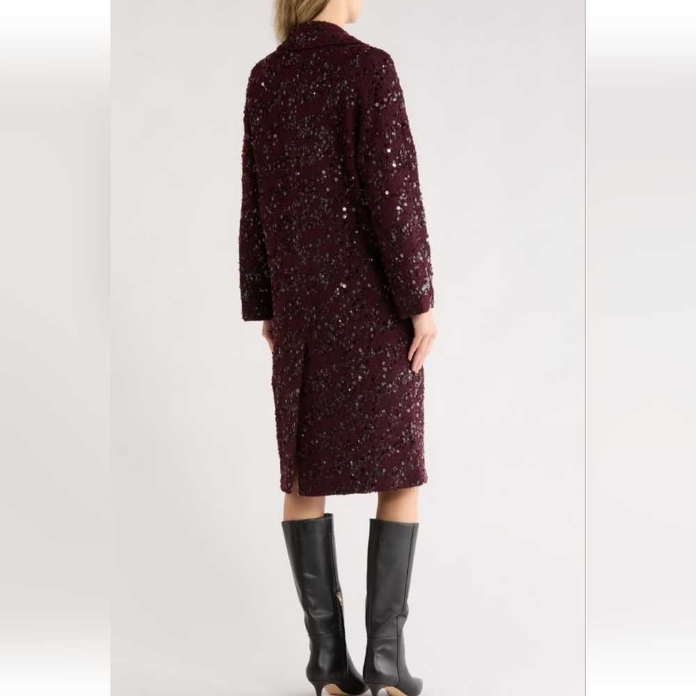 New Avec Les Filles Burgundy Sequin Dressy Coat - Picture 5 of 9